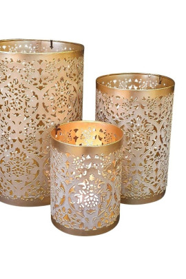 Mars and More windlichten beige/goud mandala (set of 3), prachtige sfeer voor de donkere dagen.