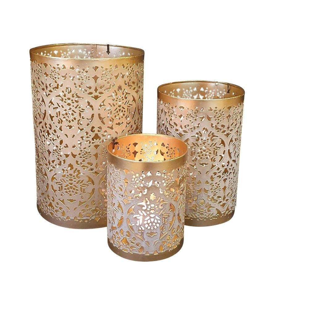 Mars and More windlichten beige/goud mandala (set of 3), prachtige sfeer voor de donkere dagen. Mars and More windlichten beige/goud mandala (set of 3), prachtige sfeer voor de donkere dagen.