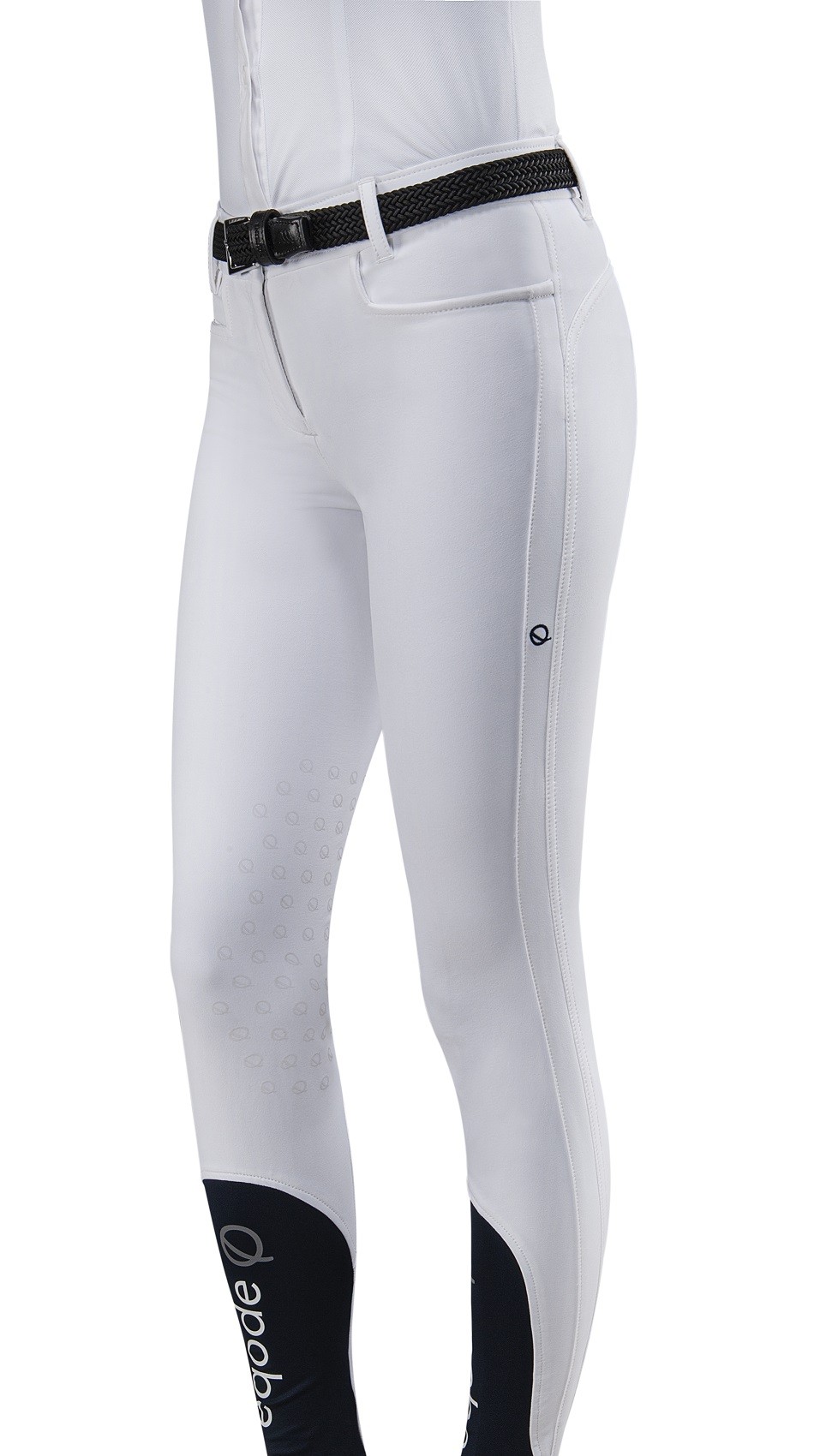 Knie grip rijbroek uit de Eqode collectie van het merk Equiline Knie grip rijbroek uit de Eqode collectie van het merk Equiline