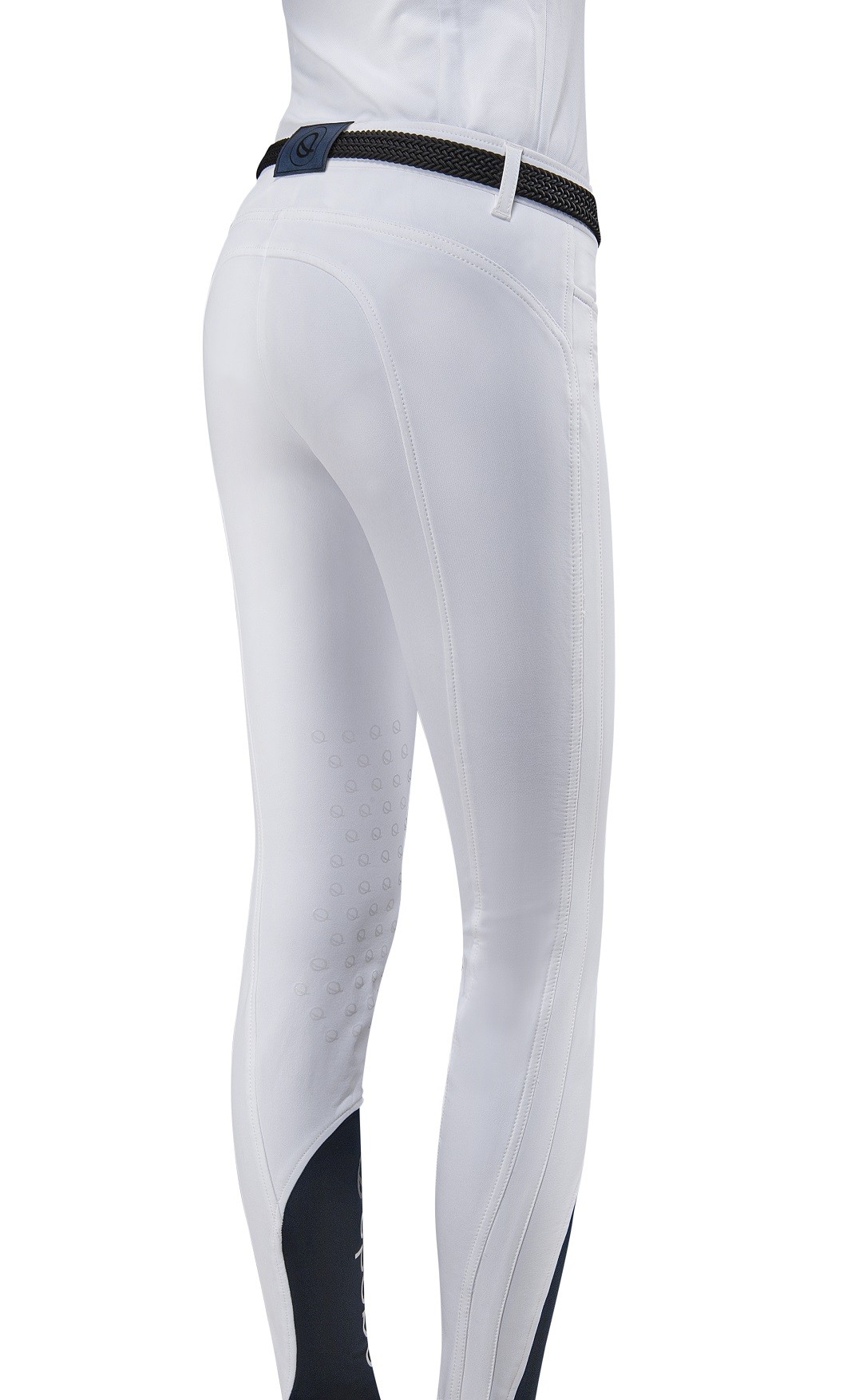 Knie grip rijbroek uit de Eqode collectie van het merk Equiline Knie grip rijbroek uit de Eqode collectie van het merk Equiline
