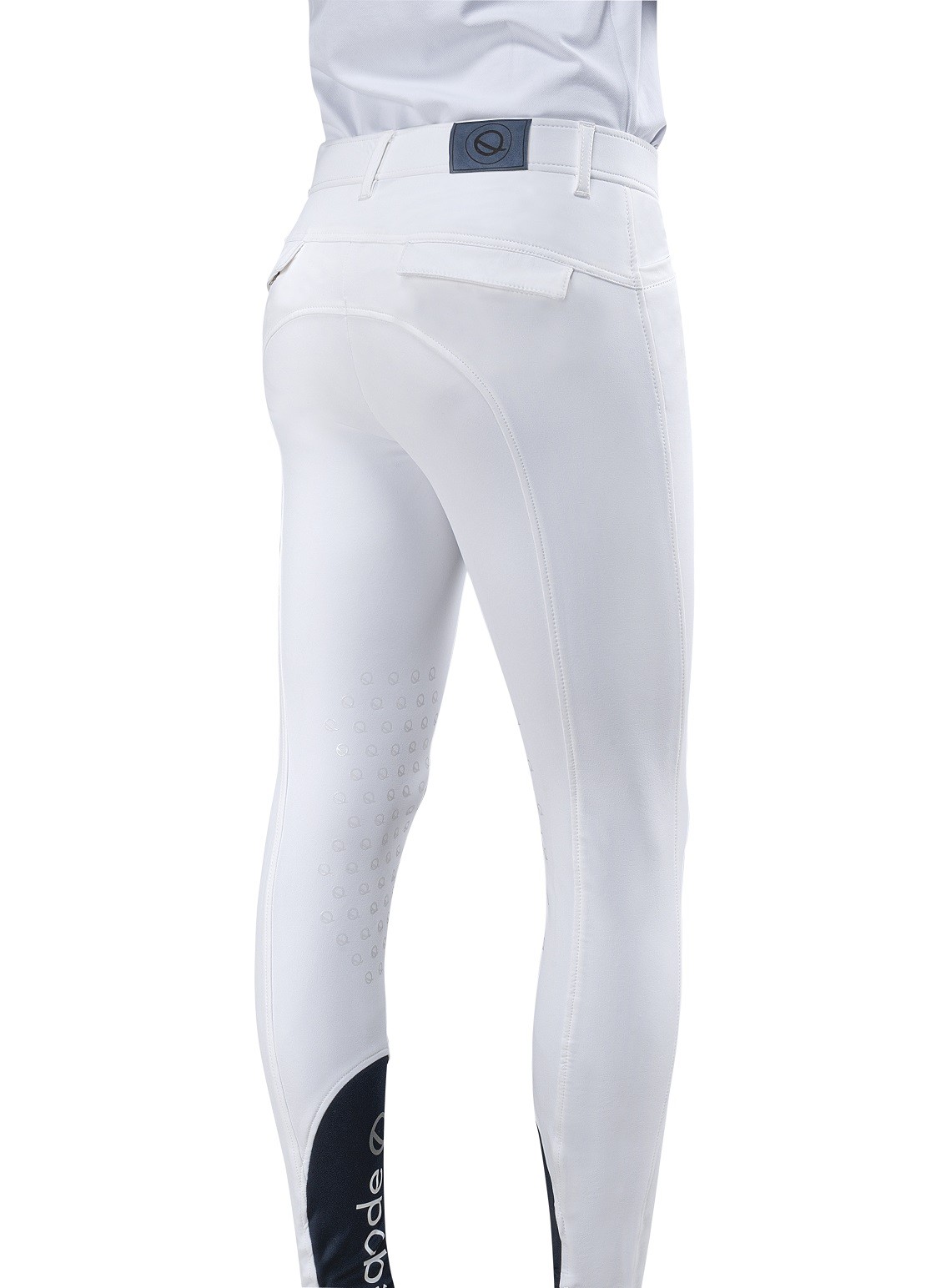 Knie grip rijbroek uit de Eqode collectie van het merk Equiline Knie grip rijbroek uit de Eqode collectie van het merk Equiline