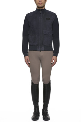 Cavalleria Toscana Suede And Jersey Stretch Bomber Jacket Cavalleria Toscana Suede And Jersey Stretch Bomber Jacket