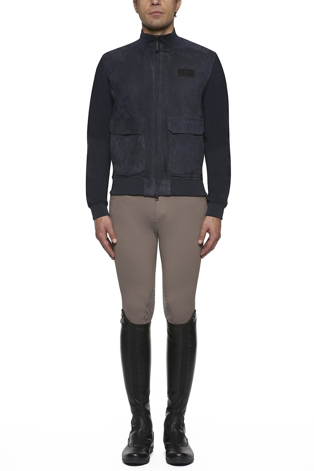 Cavalleria Toscana Suede And Jersey Stretch Bomber Jacket Cavalleria Toscana Suede And Jersey Stretch Bomber Jacket