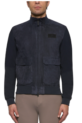 Cavalleria Toscana Suede And Jersey Stretch Bomber Jacket