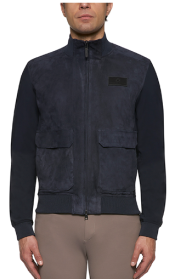 Cavalleria Toscana Suede And Jersey Stretch Bomber Jacket Cavalleria Toscana Suede And Jersey Stretch Bomber Jacket