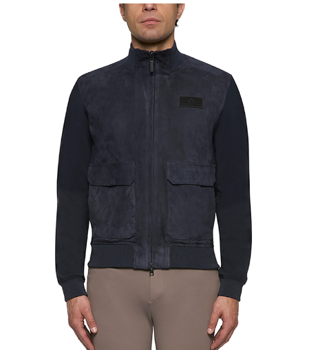 Cavalleria Toscana Suede And Jersey Stretch Bomber Jacket Cavalleria Toscana Suede And Jersey Stretch Bomber Jacket