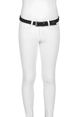Equiline Junior Girl's Knee Grip Riding Breeches Jinak White