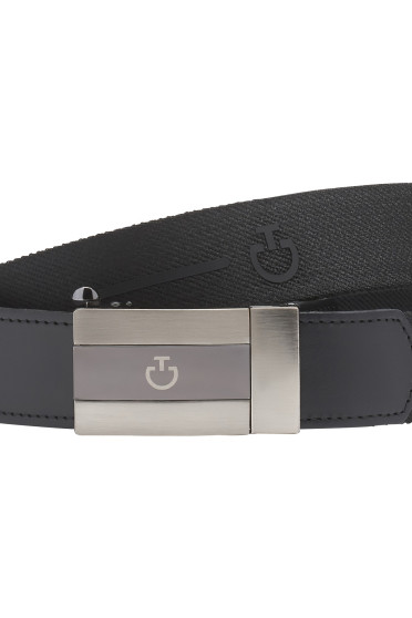 Cavalleria Toscana Men's Elastic Band Belt w/ Rubberized CT Logo Black Cavalleria Toscana Men's Elastic Band Belt w/ Rubberized CT Logo Black