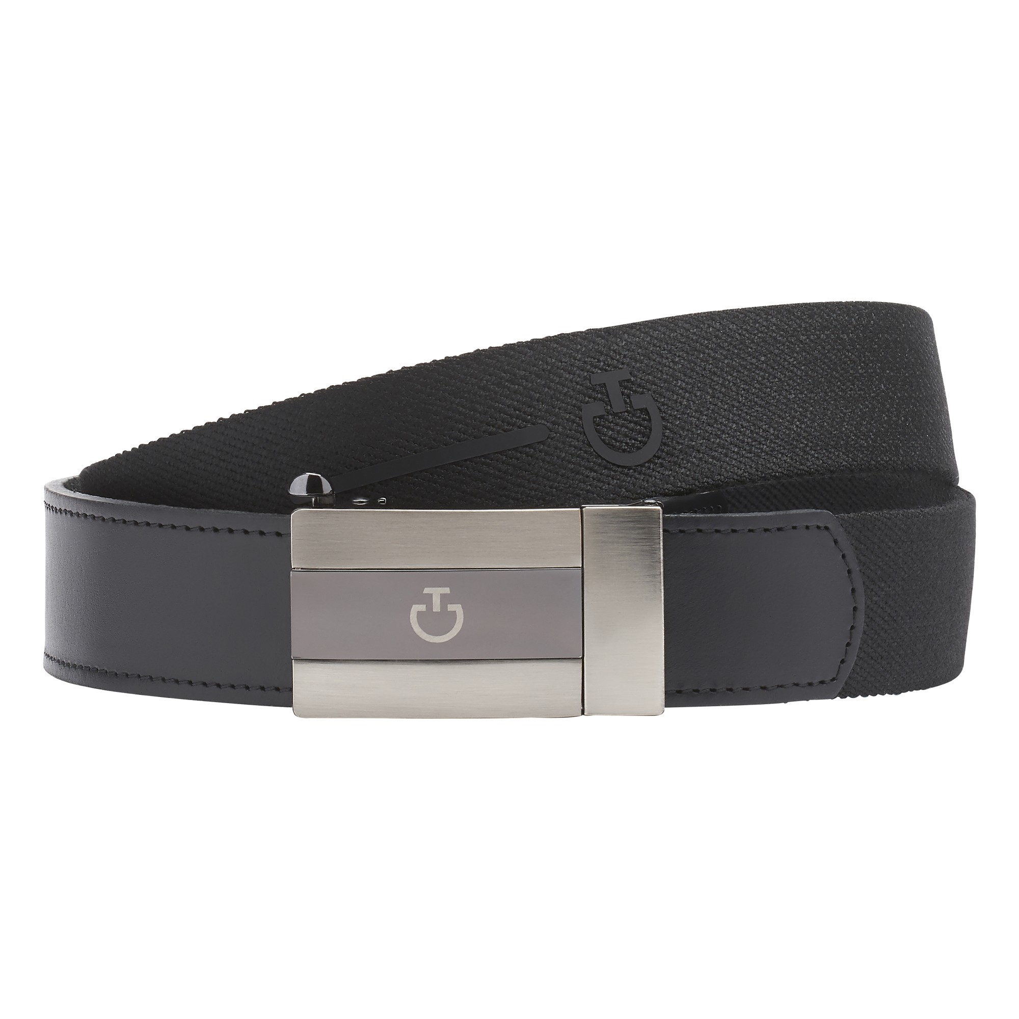 Cavalleria Toscana Men's Elastic Band Belt w/ Rubberized CT Logo Black Cavalleria Toscana Men's Elastic Band Belt w/ Rubberized CT Logo Black