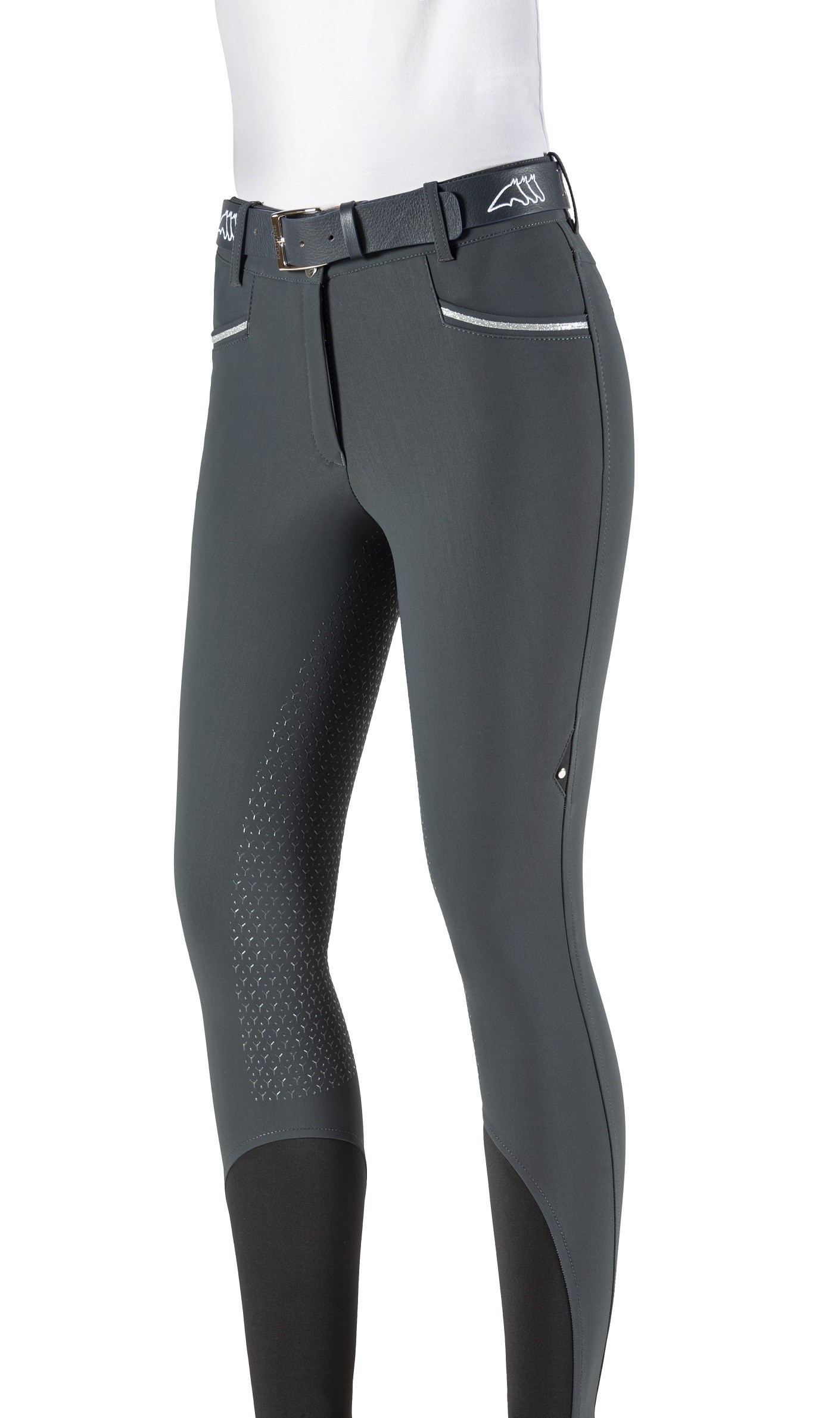 Equiline Women's Riding Breeches Ginetteg Full Grip Night Grey Equiline Women's Riding Breeches Ginetteg Full Grip Night Grey