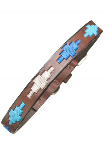 Pampeano Leather Dog Collar Cielo