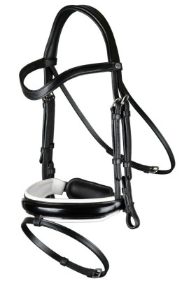 Dyon Patent Large Crank Noseband Bridle With White Padding With Flash 'Working Collection'
