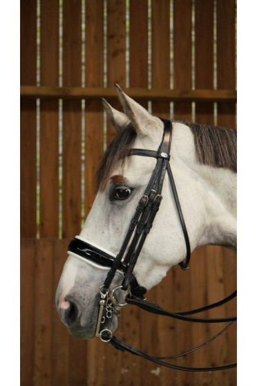 Dyon Patent Large Crank Noseband With White Padding Double Bridle 'Working Collection' Dyon Patent Large Crank Noseband With White Padding Double Bridle 'Working Collection'
