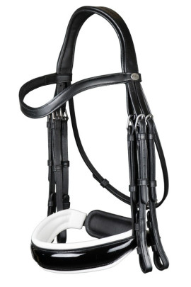 Dyon Patent Large Crank Noseband With White Padding Double Bridle 'Working Collection'