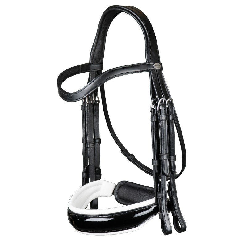 Dyon Patent Large Crank Noseband With White Padding Double Bridle 'Working Collection' Dyon Patent Large Crank Noseband With White Padding Double Bridle 'Working Collection'