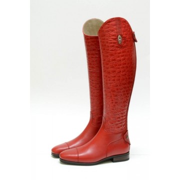 Secchiari Riding Boots Red Opaque snake