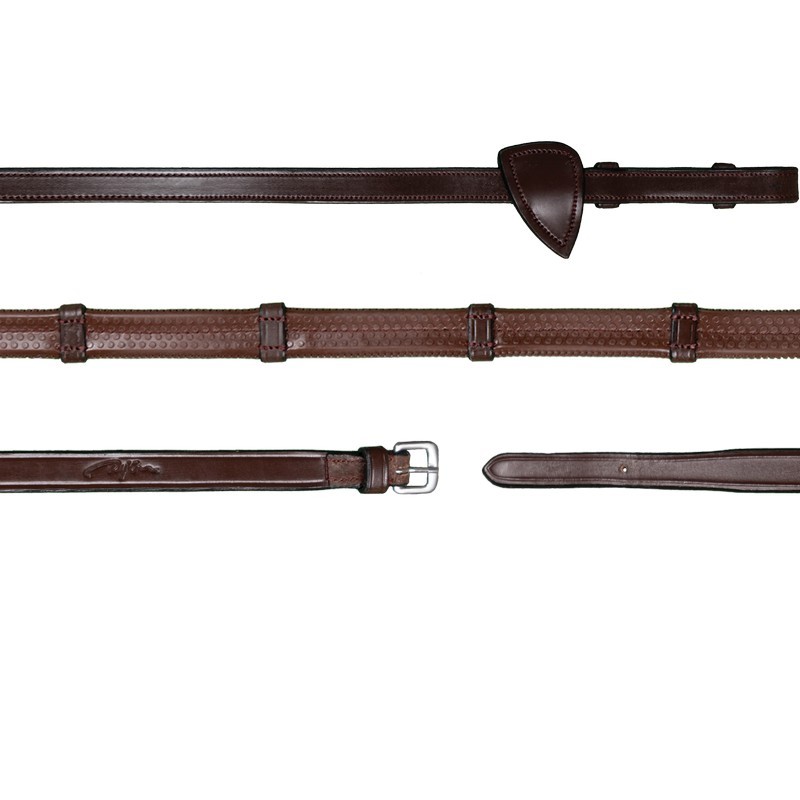 Dyon Rubber (16mm) With 7 Leather Loops Reins 'New English Collection' Dyon Rubber (16mm) With 7 Leather Loops Reins 'New English Collection'