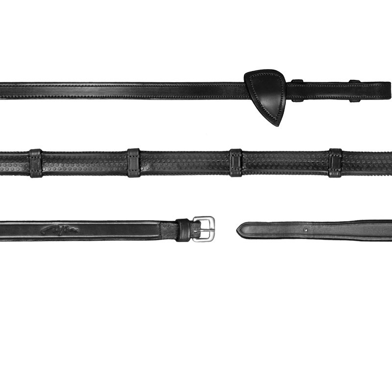 Dyon Rubber (16mm) With 7 Leather Loops Reins 'New English Collection' Dyon Rubber (16mm) With 7 Leather Loops Reins 'New English Collection'