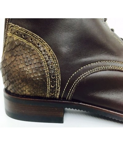 Secchiari Ankle Boots Brown Snakeskin Gold