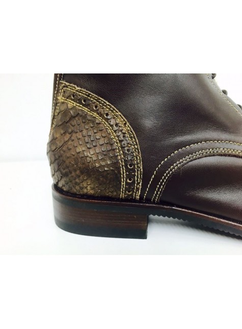 Secchiari Ankle Boots Brown Snakeskin Gold