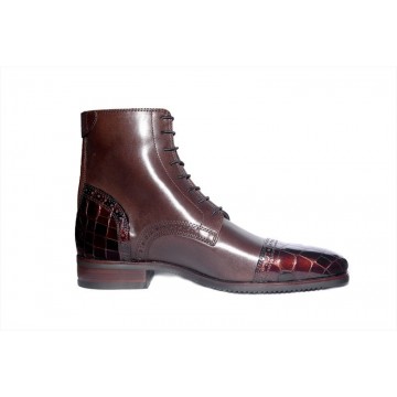 Secchiari Ankle Boots Brown Patent Toe And Heel
