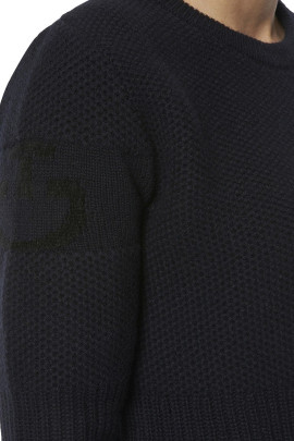 Eco Merinos Crew Neck Double Knit Sweater Navy Blue Cavalleria Toscana Eco Merinos Crew Neck Double Knit Sweater Navy Blue Cavalleria Toscana