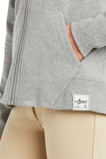 Ariat Meisjes Team Logo Full Zip Grijs, heerlijk om mee te trainen Ariat Meisjes Team Logo Full Zip Grijs, heerlijk om mee te trainen