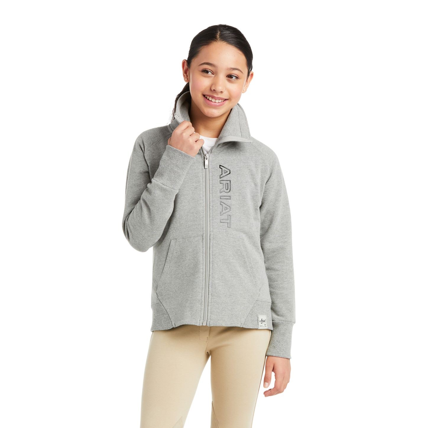 Ariat Meisjes Team Logo Full Zip Grijs Ariat Meisjes Team Logo Full Zip Grijs