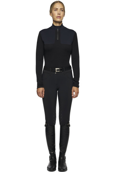 Tech Wool CT Laser Cut Zip L/S Training Polo Black Cavalleria Toscana Tech Wool CT Laser Cut Zip L/S Training Polo Black Cavalleria Toscana