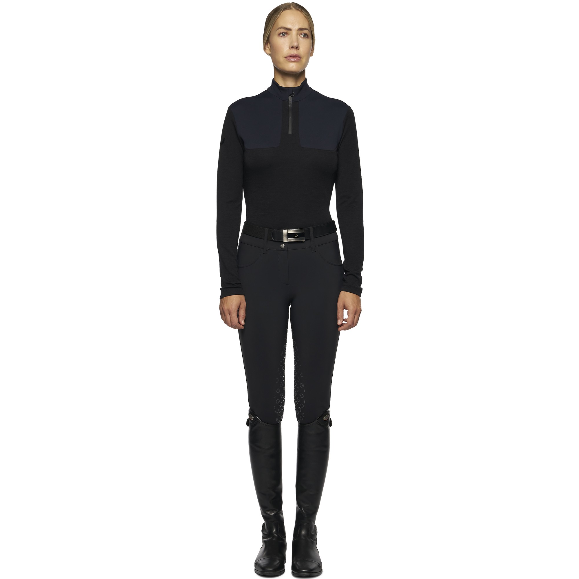 Tech Wool CT Laser Cut Zip L/S Training Polo Black Cavalleria Toscana Tech Wool CT Laser Cut Zip L/S Training Polo Black Cavalleria Toscana