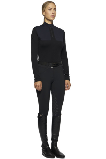 Tech Wool CT Laser Cut Zip L/S Training Polo Black Cavalleria Toscana Tech Wool CT Laser Cut Zip L/S Training Polo Black Cavalleria Toscana