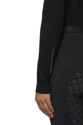 Tech Wool CT Laser Cut Zip L/S Training Polo Black Cavalleria Toscana Tech Wool CT Laser Cut Zip L/S Training Polo Black Cavalleria Toscana