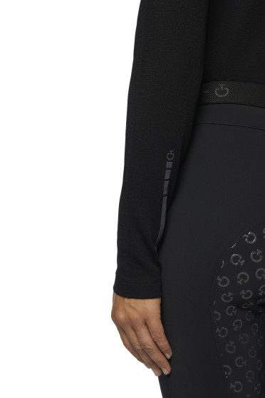Tech Wool CT Laser Cut Zip L/S Training Polo Black Cavalleria Toscana Tech Wool CT Laser Cut Zip L/S Training Polo Black Cavalleria Toscana