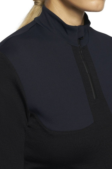 Tech Wool CT Laser Cut Zip L/S Training Polo Black Cavalleria Toscana Tech Wool CT Laser Cut Zip L/S Training Polo Black Cavalleria Toscana