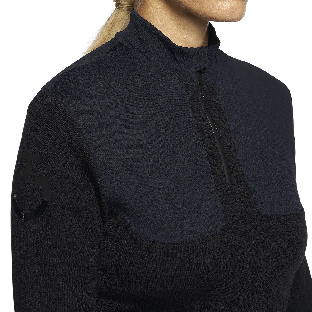 Tech Wool CT Laser Cut Zip L/S Training Polo Black Cavalleria Toscana Tech Wool CT Laser Cut Zip L/S Training Polo Black Cavalleria Toscana