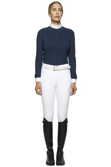 Elegant Embroidery L/S Competition Shirt Blue Cavalleria Toscana Elegant Embroidery L/S Competition Shirt Blue Cavalleria Toscana