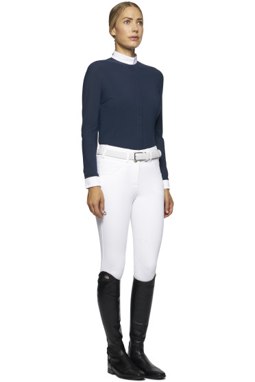 Elegant Embroidery L/S Competition Shirt Blue Cavalleria Toscana Elegant Embroidery L/S Competition Shirt Blue Cavalleria Toscana