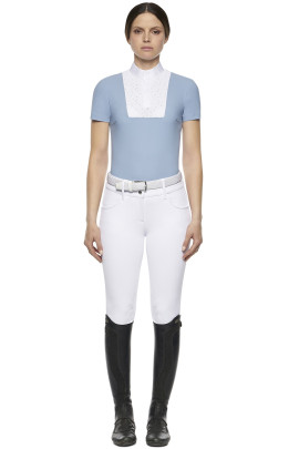 Crochet Bib S/S Jersy Competition Polo Cavalleria Toscana Licht Blauw Crochet Bib S/S Jersy Competition Polo Cavalleria Toscana Licht Blauw