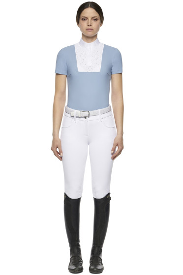 Crochet Bib S/S Jersy Competition Polo Cavalleria Toscana Licht Blauw Crochet Bib S/S Jersy Competition Polo Cavalleria Toscana Licht Blauw