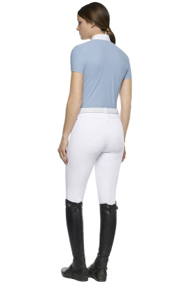Crochet Bib S/S Jersy Competition Polo Cavalleria Toscana Licht Blauw Crochet Bib S/S Jersy Competition Polo Cavalleria Toscana Licht Blauw