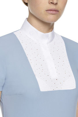 Crochet Bib S/S Jersy Competition Polo Cavalleria Toscana Licht Blauw