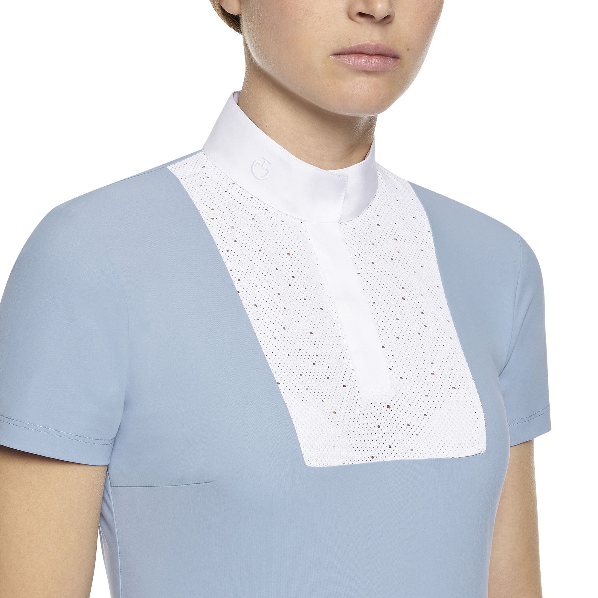 Crochet Bib S/S Jersy Competition Polo Cavalleria Toscana Licht Blauw Crochet Bib S/S Jersy Competition Polo Cavalleria Toscana Licht Blauw