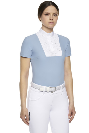 Crochet Bib S/S Jersy Competition Polo Cavalleria Toscana Licht Blauw Crochet Bib S/S Jersy Competition Polo Cavalleria Toscana Licht Blauw
