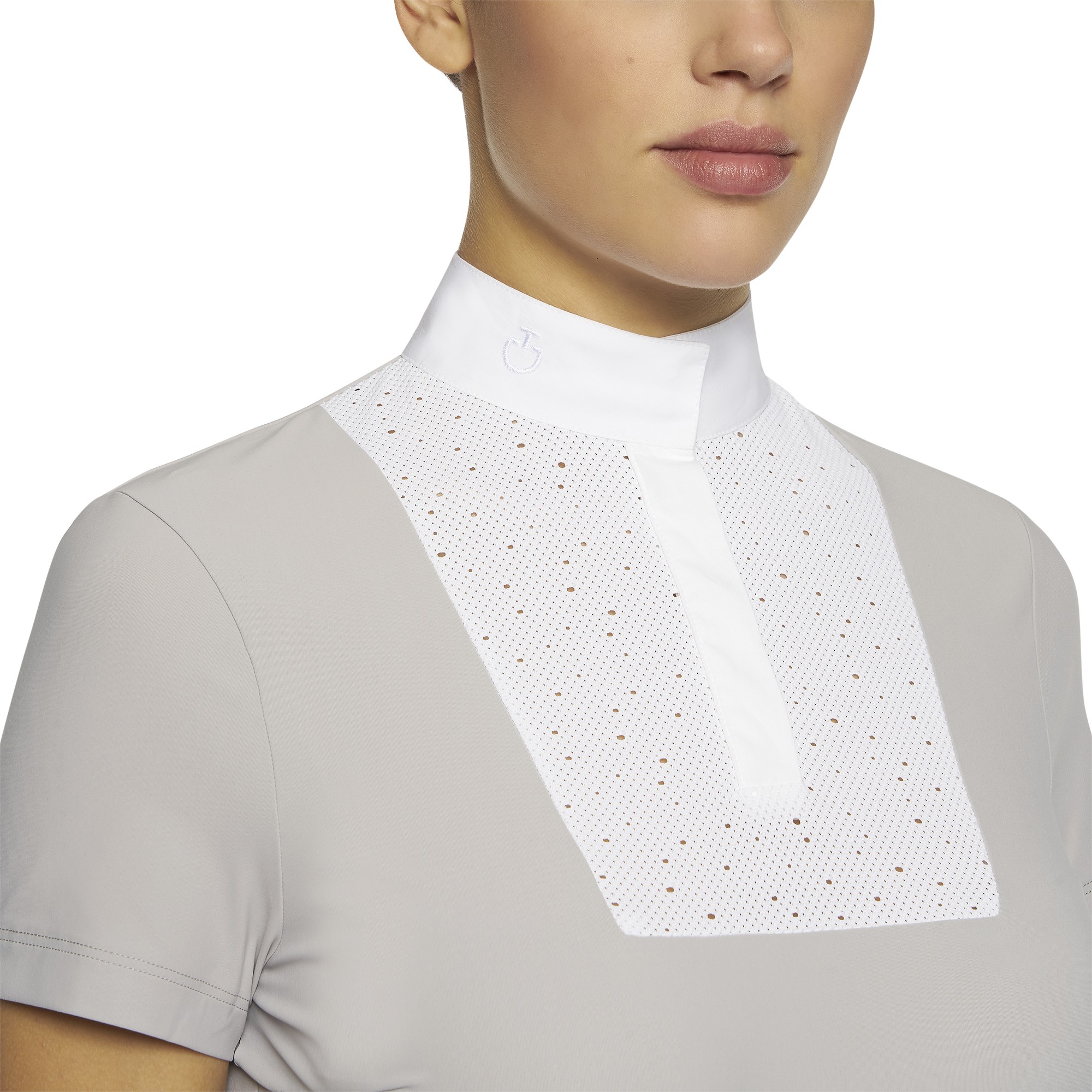 Crochet Bib S/S Jersy Competition Polo Light Grey Cavalleria Toscana Crochet Bib S/S Jersy Competition Polo Light Grey Cavalleria Toscana