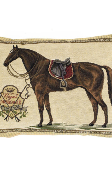Mars & More Gobelin Cushion Saddle Horse 30*45CM with a red saddlepad Mars & More Gobelin Cushion Saddle Horse 30*45CM with a red saddlepad