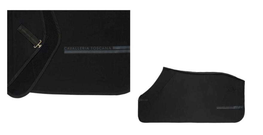 CT Lightweight Fleece Rug w / Printed Stripes Black - Green Cavalleria Toscana