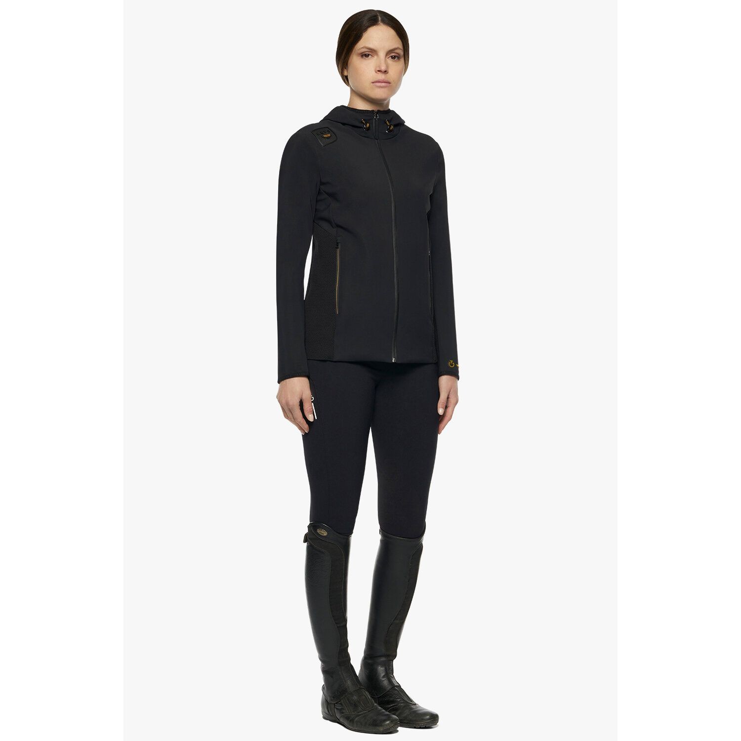 R-EVO Jersey + Tech Knit Hooded Softshell Jacket Black R-EVO Jersey + Tech Knit Hooded Softshell Jacket Black