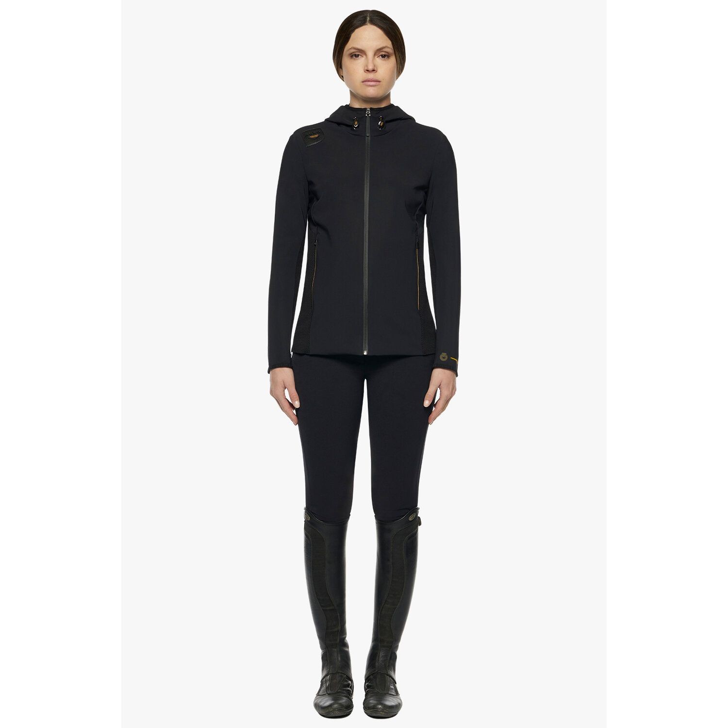 R-EVO Jersey + Tech Knit Hooded Softshell Jacket Black R-EVO Jersey + Tech Knit Hooded Softshell Jacket Black
