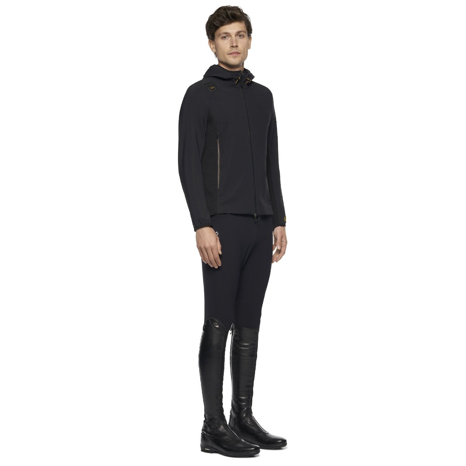 R-EVO Jersey + Tech Knit Hooded Men's Softshell Jacket Black R-EVO Jersey + Tech Knit Hooded Men's Softshell Jacket Black