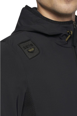 R-EVO Jersey + Tech Knit Hooded Men's Softshell Jacket Black R-EVO Jersey + Tech Knit Hooded Men's Softshell Jacket Black